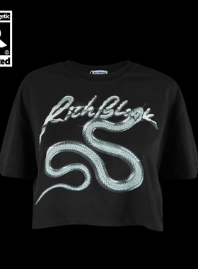 原创狂野蛇暗黑字母印花夏日街头短款宽松OVERSIZE棉T恤