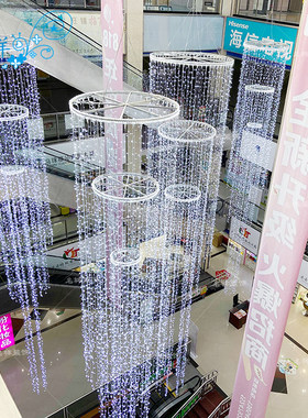 名样商场周年庆LED灯帘星星灯圆环圆圈吊挂发光中庭空中美陈道具