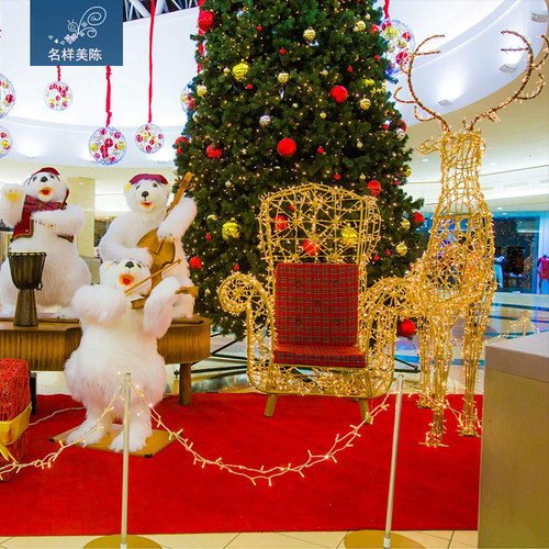 名样美陈圣诞节庆布置铁艺发光坐椅子圣诞鹿DP点场景网红打卡互动