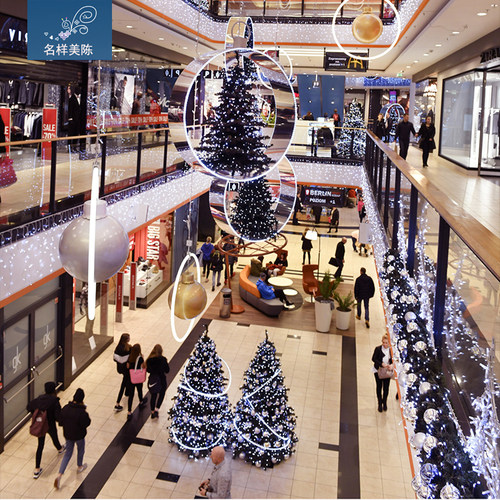 名样美陈大型购物中心圣诞节装饰商场中庭吊挂圣诞树布置网红灯饰