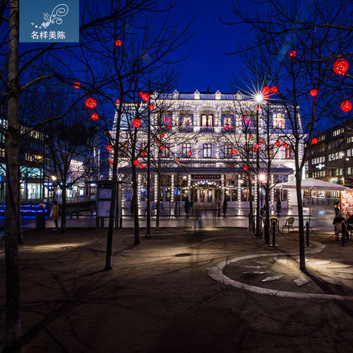 名样美陈户外大型红色铁艺发光圆球树木亮化灯饰圣诞节布置网红灯