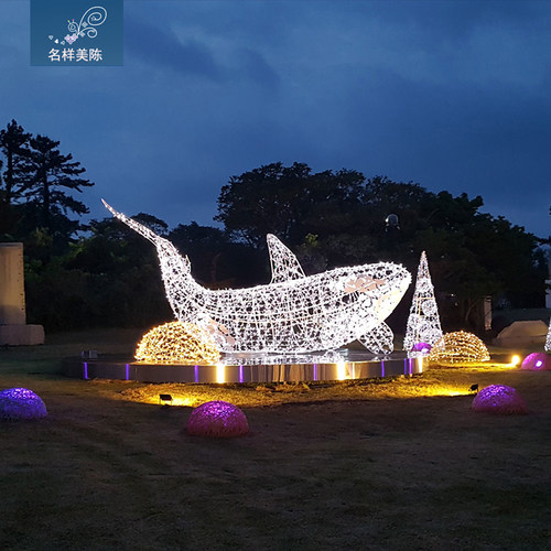 名样美陈户外大型夜游灯光节海豚动物DP商业广场圣诞节庆装饰定制