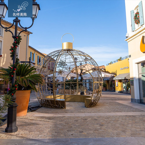 名样美陈户外大型铁艺圣诞节庆圆形球形拱门大门商场广场步行街灯