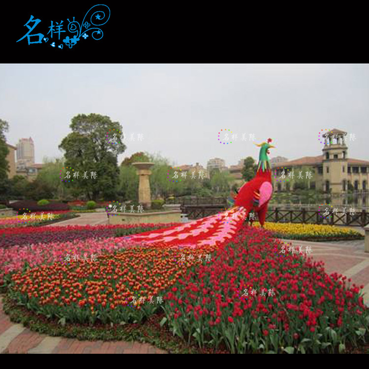 名样美陈孔雀凤草五一国庆户外公园立体花坛仿真植物绿雕塑定制