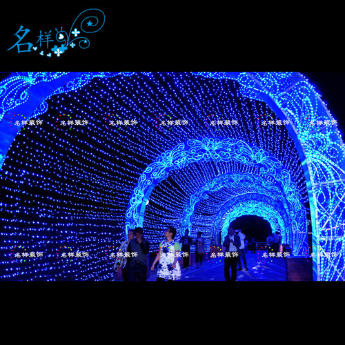 蓝色时光隧道铁艺led灯定制