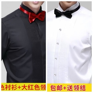 男士演出礼服衬衫大合唱衬衣修身送领结舞台演出拍照吧台主持结婚
