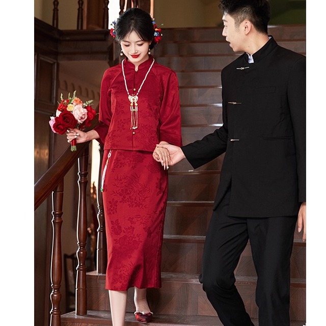 桃花源敬酒服新娘小个子订婚礼服