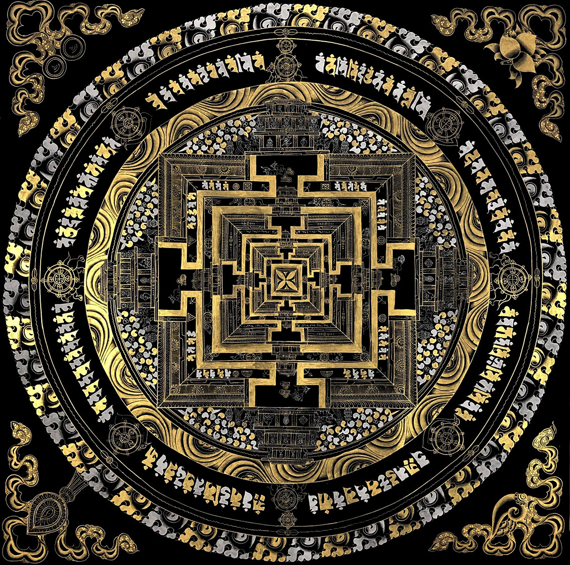 西藏唐卡涂色  时轮金刚坛城 布面填色画 手绘装饰画DIY画稿