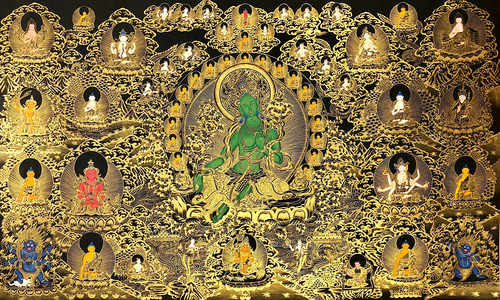 绿度母描金唐卡|静心|diy手绘
