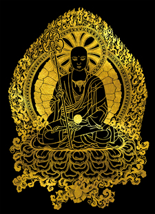 地藏王菩萨描金唐卡|静心减压|佛像涂色线稿|DIY手绘填色装饰画