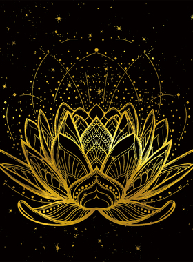 曼陀罗荷花幸运之手diy手绘描金
