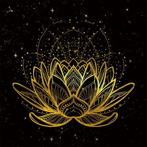 曼陀罗荷花幸运之手diy手绘描金