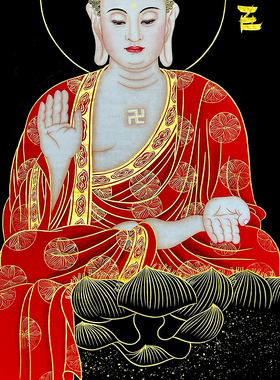 梵心唐卡自己画释迦牟尼描金唐卡
