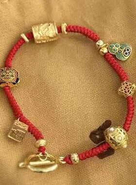 北京法物流通处六时吉祥红绳手链女款本命年转运珠手串饰品礼物