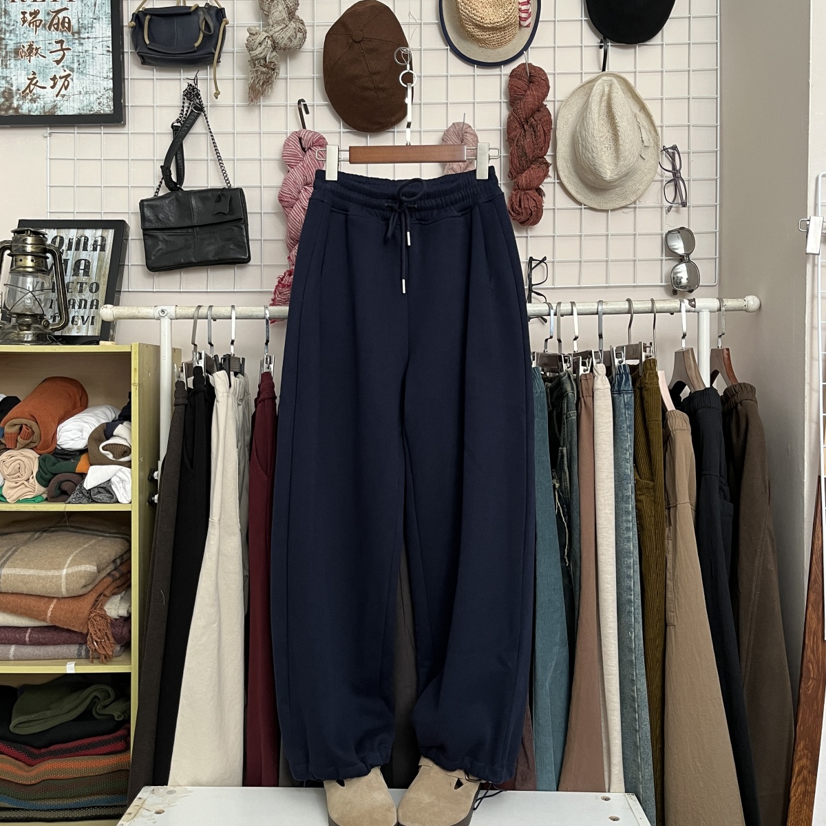 抽绳加厚韩版松紧腰长裤加绒卫裤