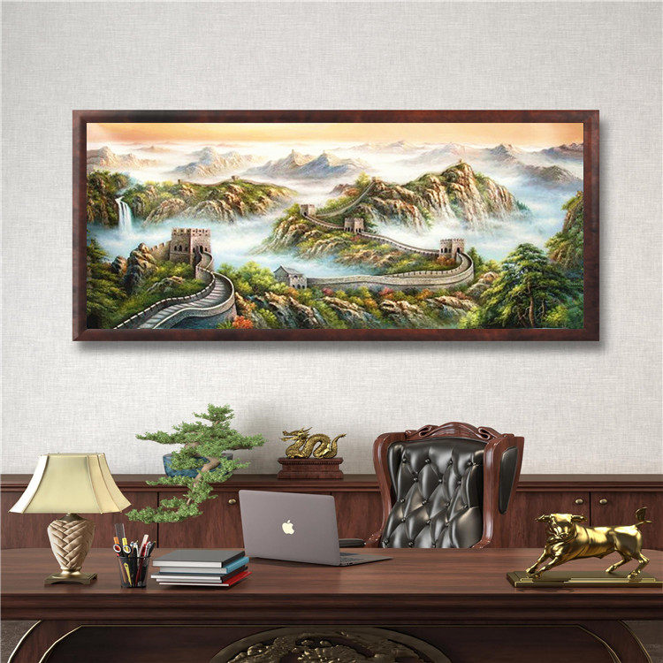 纯手绘万里长城风景油画现代大厅油画