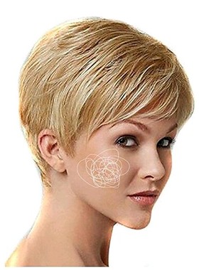 金黄色 混色 短发 假发