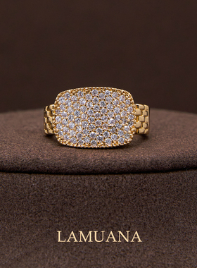 LAMUANA满钻表带戒指法式复古ins简约时尚百搭食指戒97721