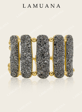 LAMUANA黑钻手链高级小众设计感线条黑色满钻手链手环礼物96045