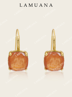 LAMUANA肌理感方糖耳环小众设计复古耳钉金色耳坠女手工耳饰70106