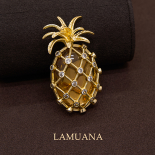 LAMUANA金菠萝胸针复古西装 配饰大衣胸花小众vintage风轻奢94539