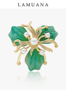 LAMUANA青墨兰花胸针新中式胸花别针高级感西装大衣配饰女566482
