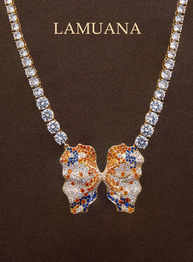LAMUANA夕阳蝴蝶项链高级奢华艺术感彩钻颈链短款choker612875