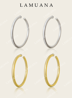 LAMUANA哑光拉丝大耳圈超轻工艺小众夸张耳环圆形耳饰女新83168