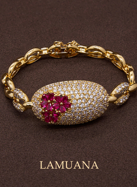 LAMUANA桃之夭夭手链轻奢高级感红色宝石新年系列礼物97639