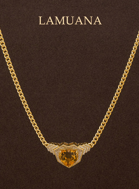 LAMUANA【天然彩宝】中古感水晶爱心项链稀有色天然黄水晶S925银