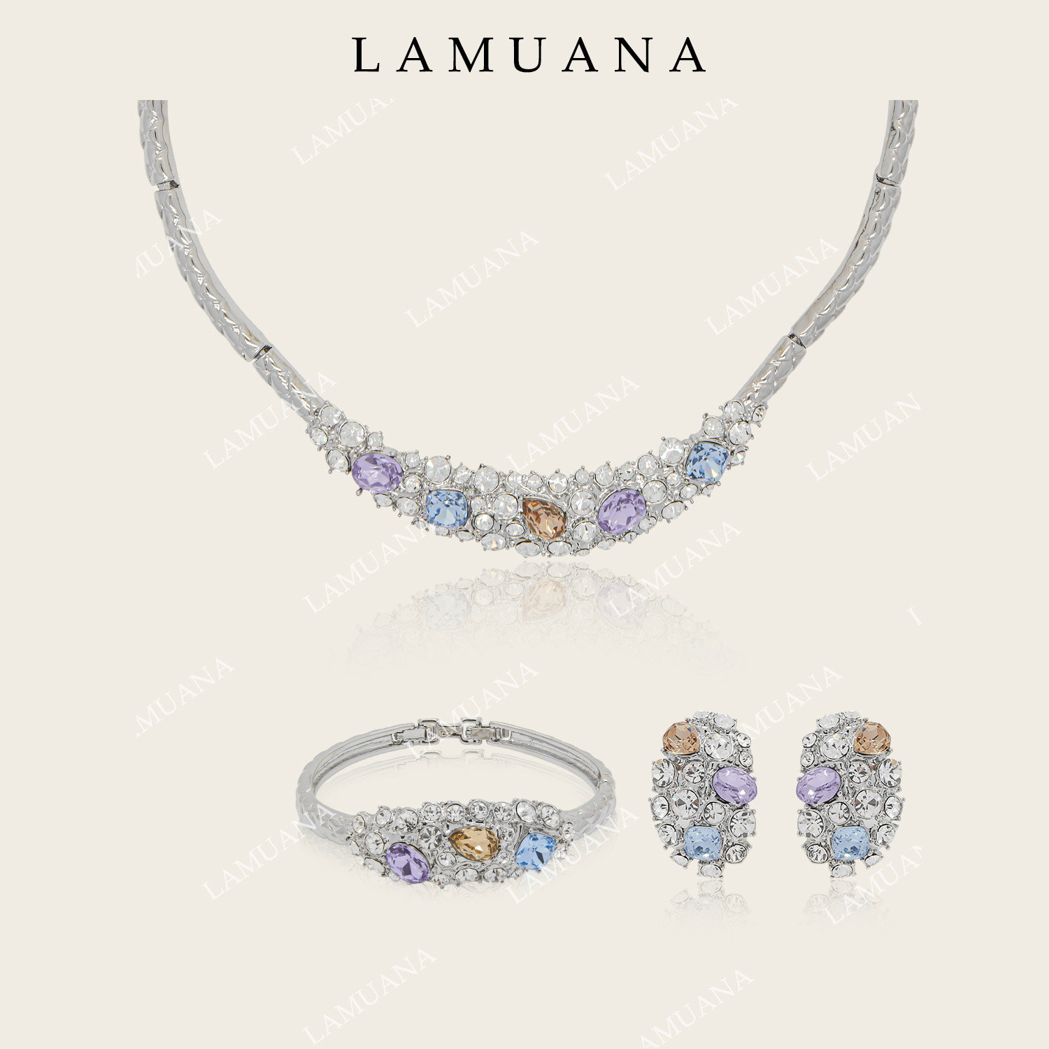 LAMUANA淡紫繁星系列小众设计高级奢华感彩钻项链颈链choker礼服