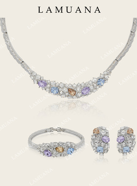 LAMUANA淡紫繁星系列小众设计高级奢华感彩钻项链颈链choker礼服