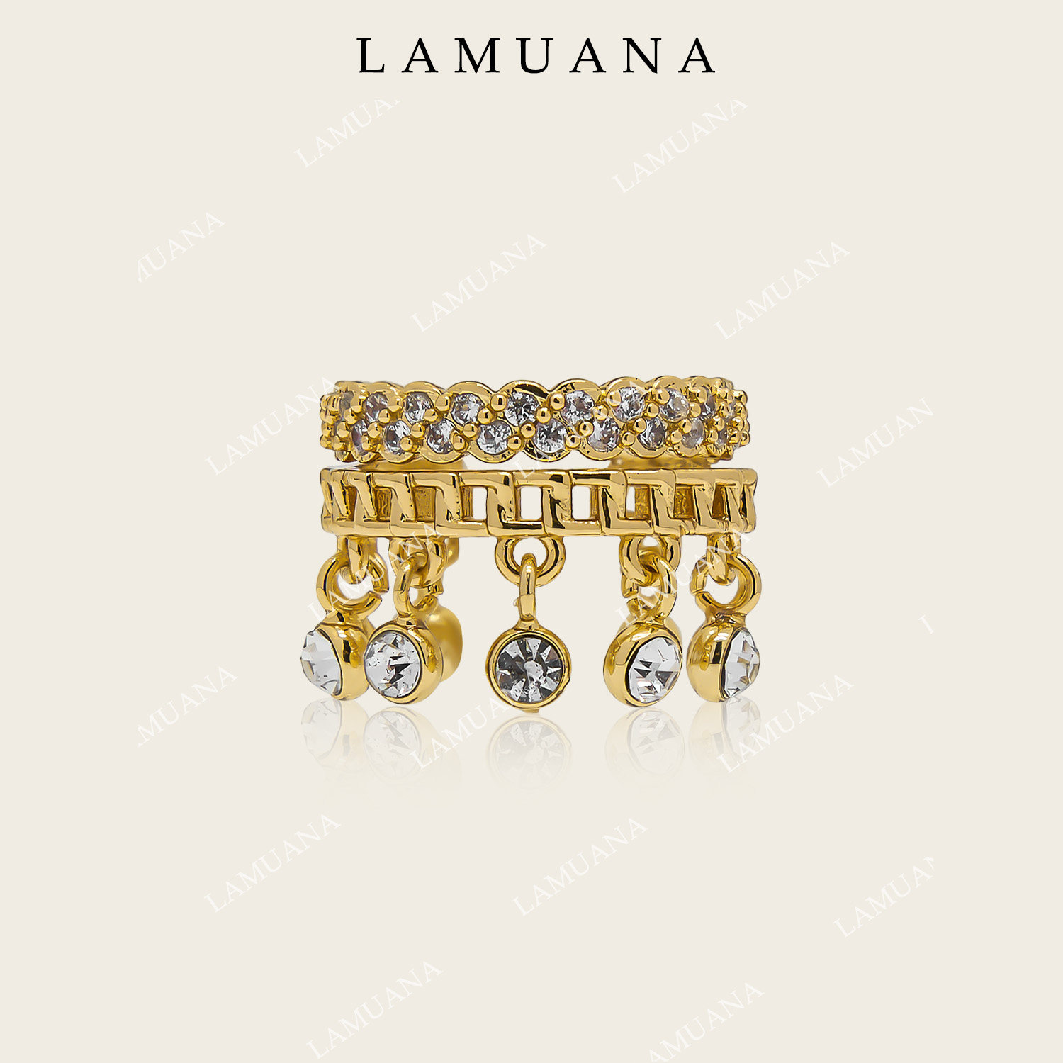 LAMUANA闪钻流苏耳骨夹原创复古高级金色夸张爆闪耳骨夹礼物91262