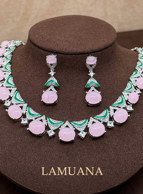 LAMUANA紫藤花海系列轻奢高级珠宝小众设计复古礼服项链耳钉套装