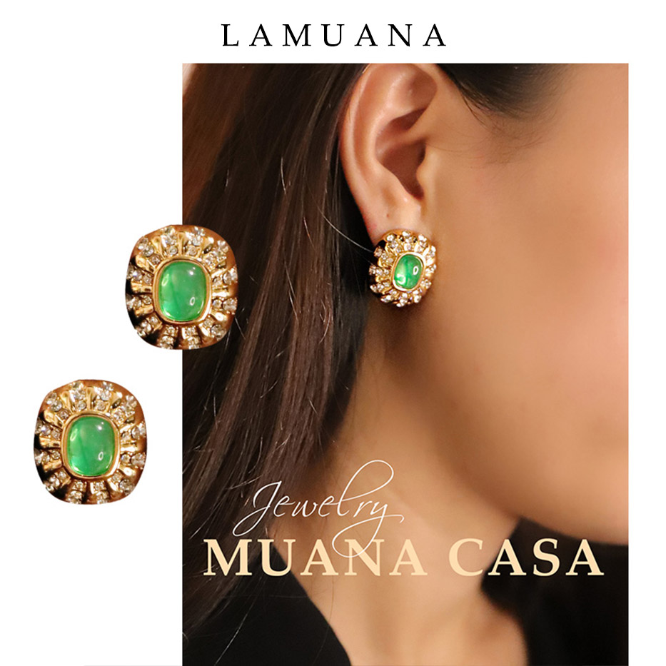 绿色耳钉LAMUANA时尚女