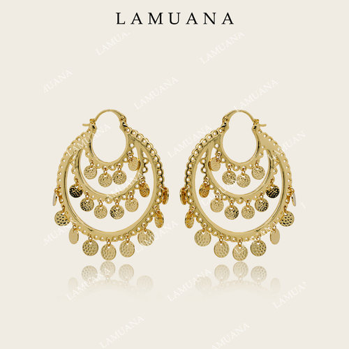 LAMUANA金圆片流苏耳环原创设计小众设计度假风耳饰耳环女74449