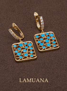 LAMUANA藤蔓人工绿松耳环小众复古设计感法式镂空度假感耳饰99718