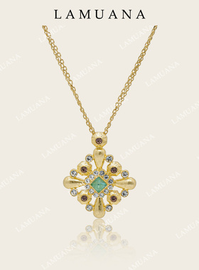 LAMUANA十字架雪花项链小众设计毛衣链长款古铜色长颈链女72186
