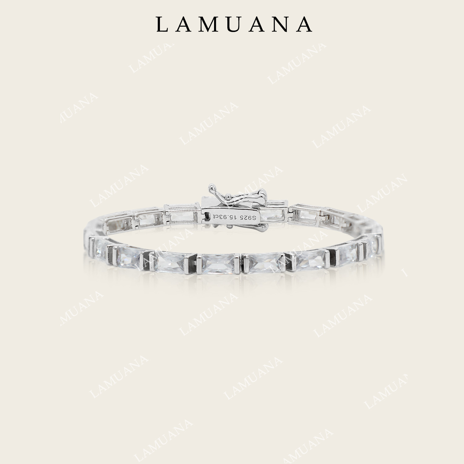 LAMUANA白钻长方钻排钻手链小众设计感轻奢高级感手串S925银链女