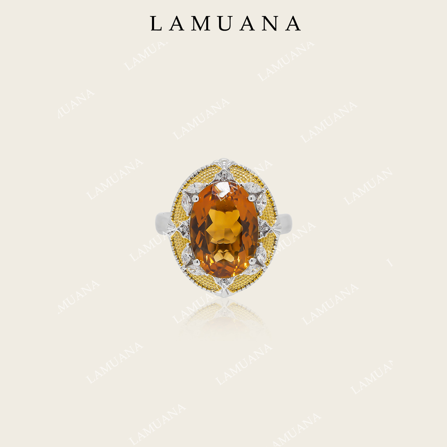 LAMUANA【轻奢彩宝】意式Artdeco稀有黄水晶戒指天然宝石礼物女