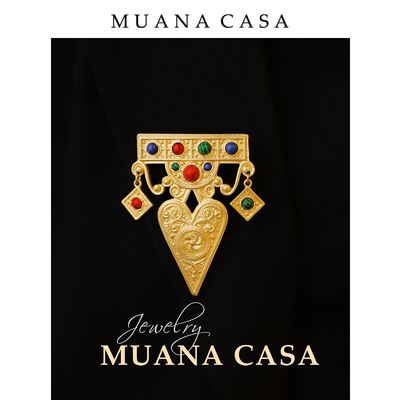 LAMUANA埃及桃心复古胸针