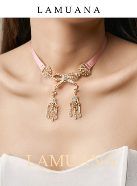 LAMUANA蝴蝶结缎带项链