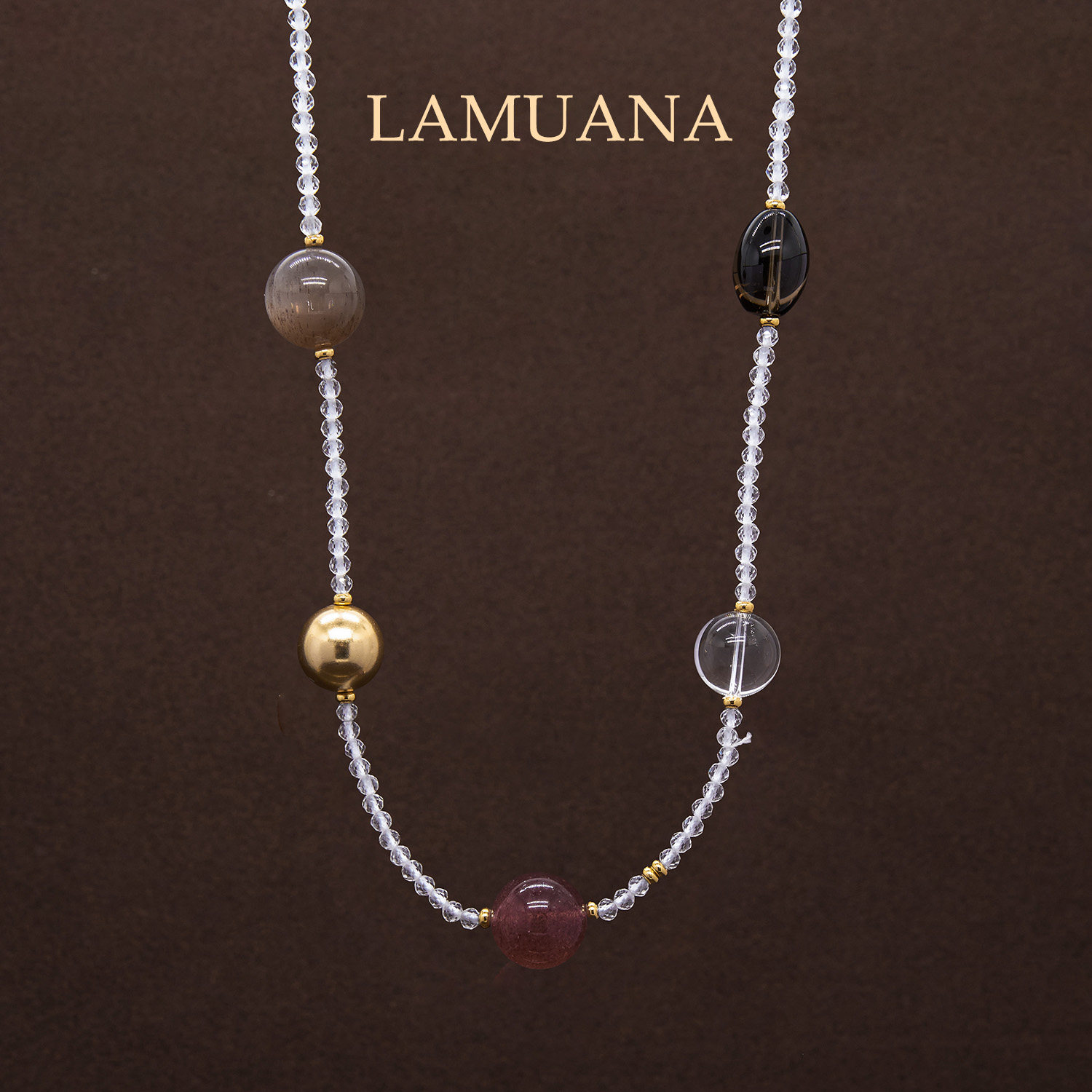 LAMUANA【轻奢彩宝】多宝水晶项链高级天然彩色水晶串珠颈链98728