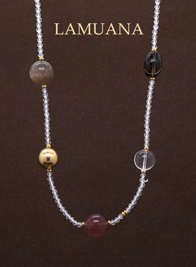 LAMUANA【轻奢彩宝】多宝水晶项链高级天然彩色水晶串珠颈链98728