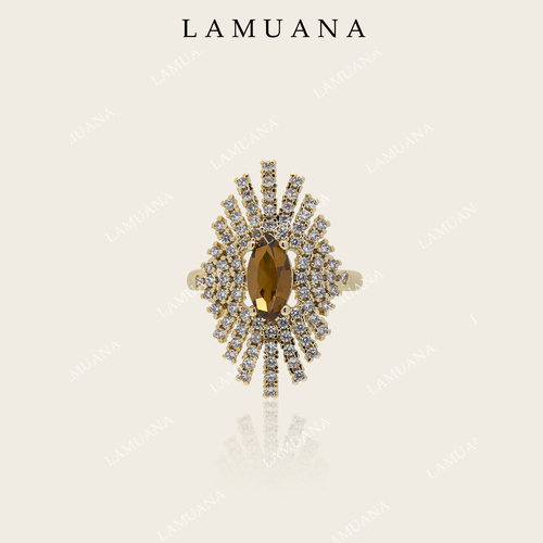 LAMUANA琥珀星芒系列复古高级感奢华满钻礼服夸张配饰戒指96144