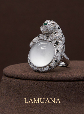 LAMUANA【轻奢彩宝】白水晶灵豹戒指高级珠宝轻奢S925银98599