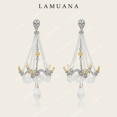 LAMUANA 灵晶古堡吊灯小众设计感复古长款耳饰夸张礼服耳环73046