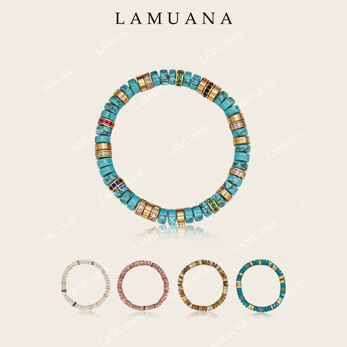 LAMUANA绿松手串手链小众设计手环叠戴女新品蓝色68103