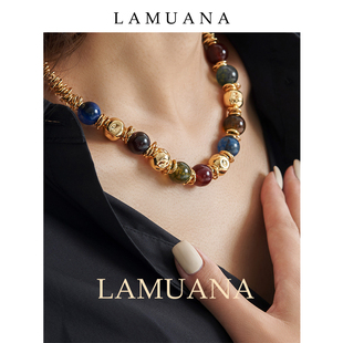 LAMUANA彩色琉璃碎圈项链彩色串珠颈链高级感小众设计choker57107