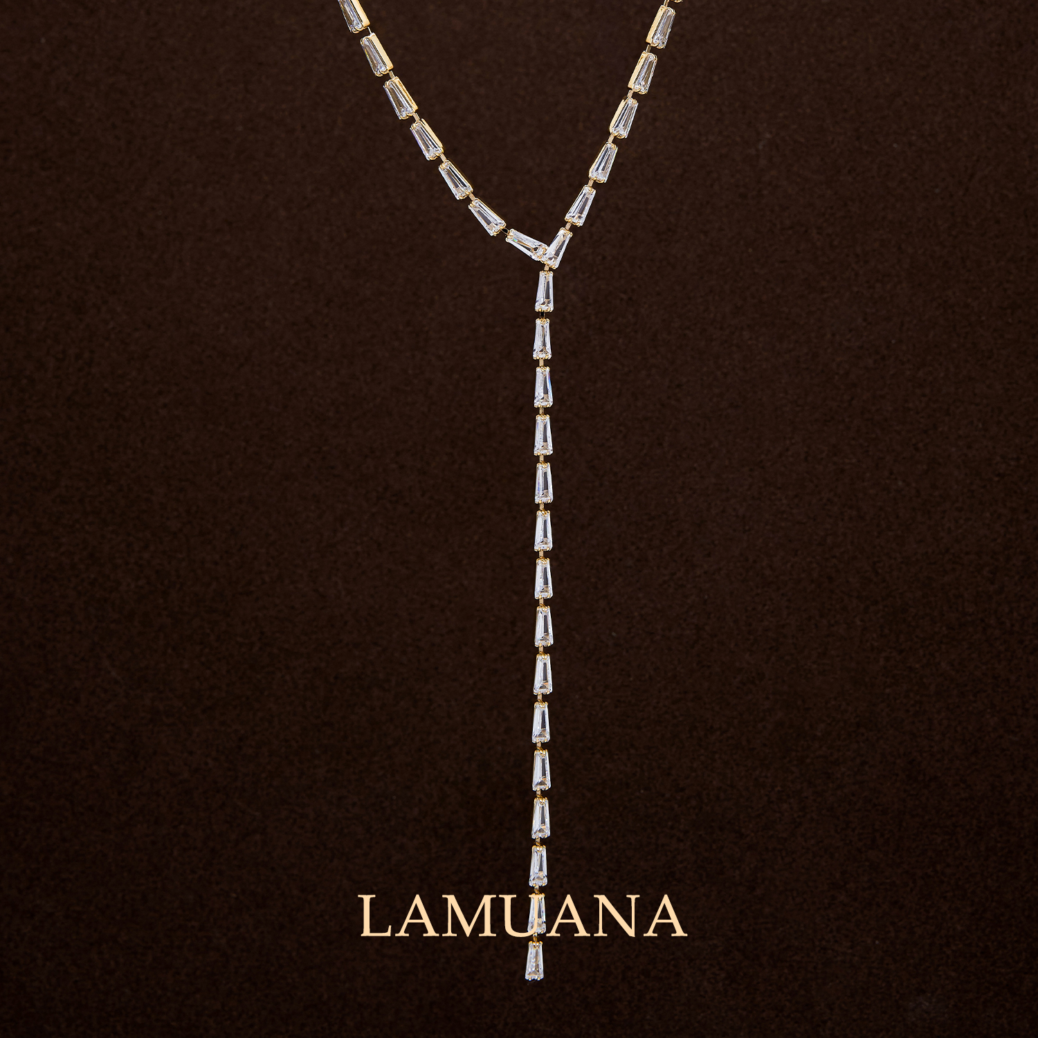 LAMUANA极细灵蛇排钻项链小众设计时尚简约满钻锆石颈链Y字92825